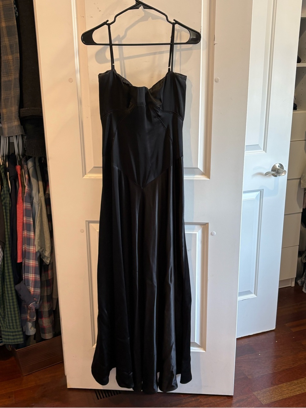 House of CB Black Satin Maxi Slip Dress